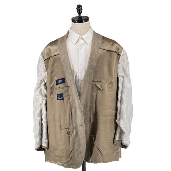 Ralph Lauren Dillard's Herringbone Silk Blazer 52R Light Brown Men's Sport Coat - Picture 7 of 13